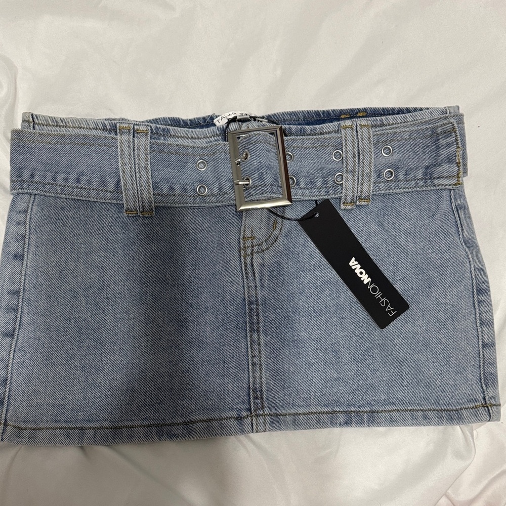 Fashion Nova Blue Denim Mini Skirt